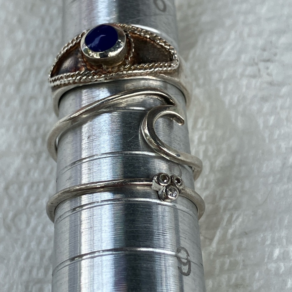 Sterling Silver Ring Set with Lapis Stone